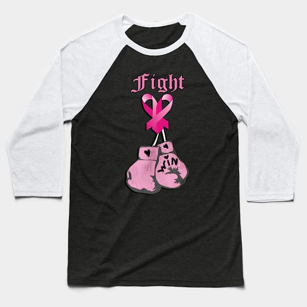 Breast Cancer Awareness Gifts: Inspirational quotes, Fight Pink Ribbon and Distressed Boxing Gloves Breast Cancer Awareness Baseball T-Shirt by tamdevo1